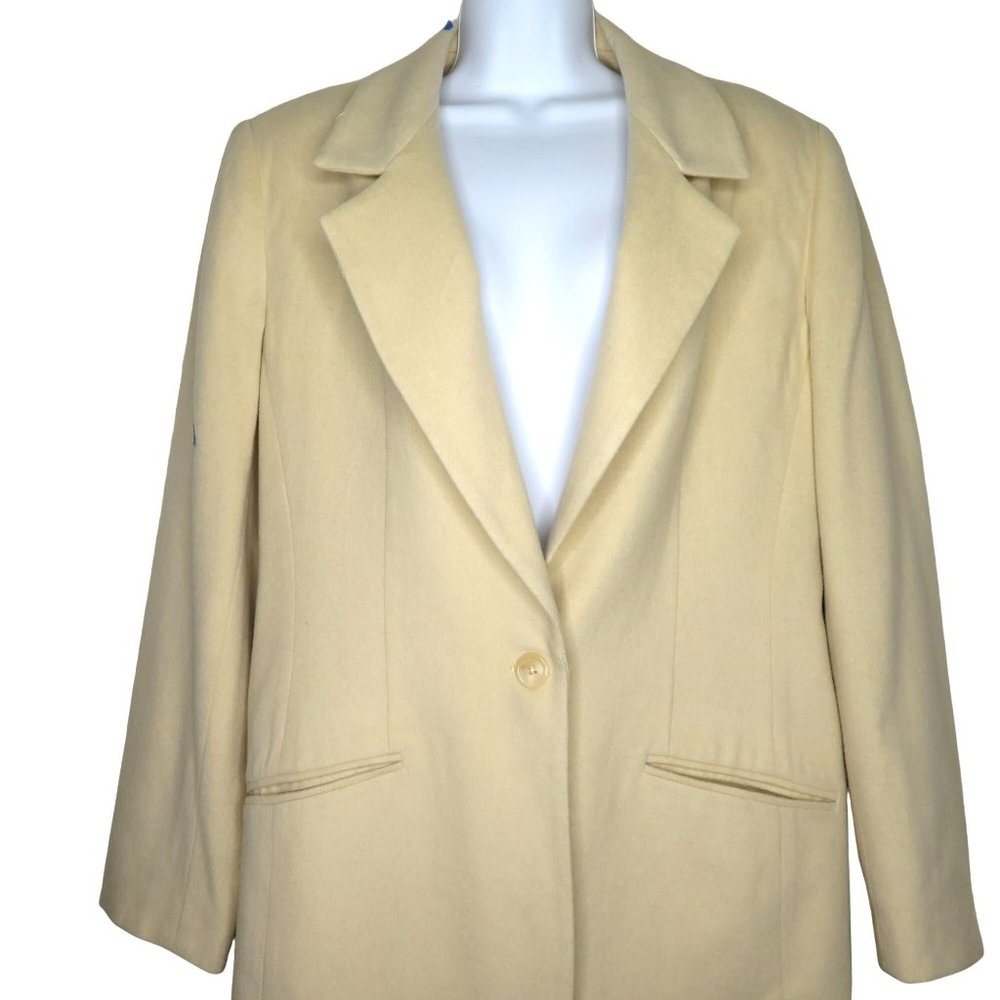 Vintage 80s Cashmere Jacket Coat L Pockets 1 Button Lined Jacket has small holes